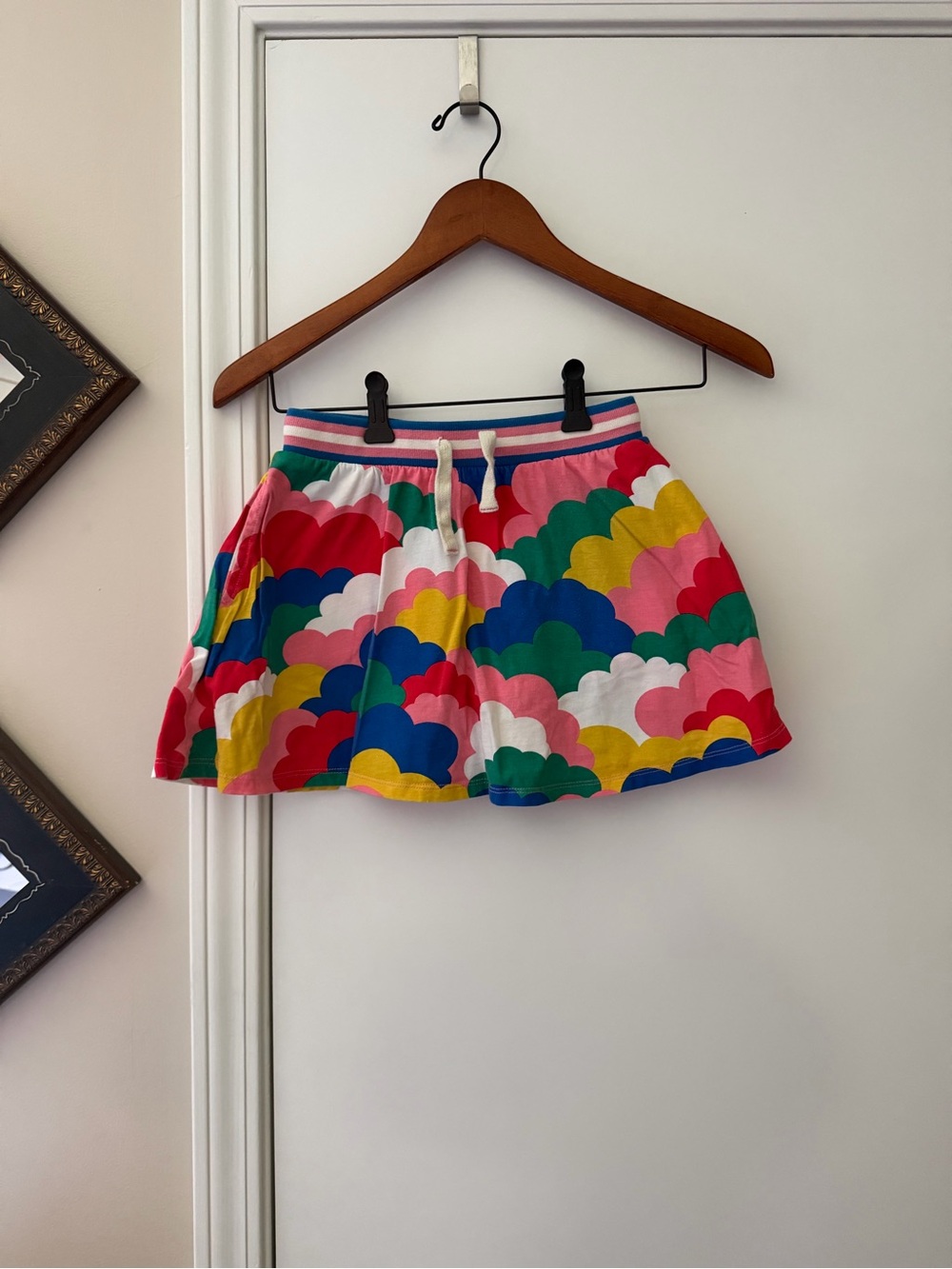 Mini Boden Pink, White & Blue Striped Skort